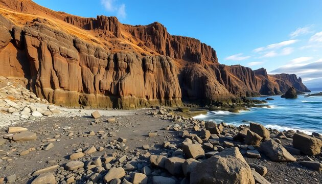 Dramatic basalt columns and rugged coastline at Arnarstapi, Iceland, Arnarstapi,  basalt columns