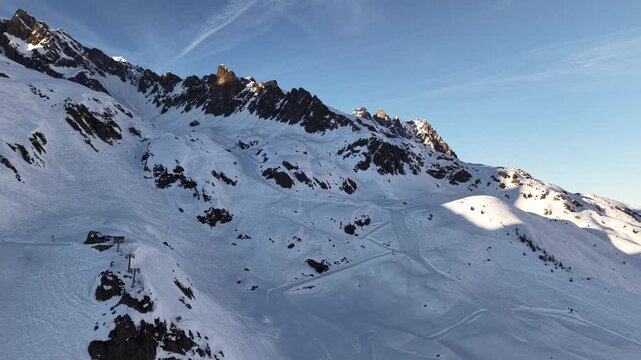 Chamonix France winter mountains and sunlit ski slopes