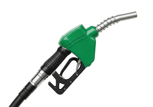 Green fuel pump nozzle close up