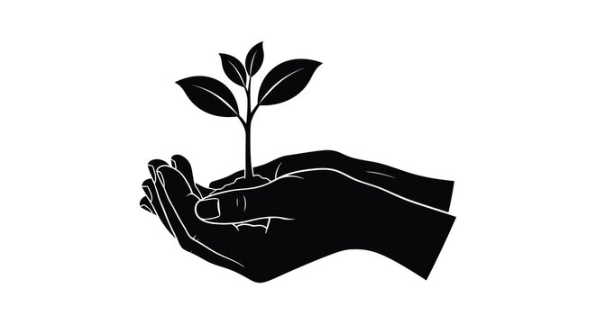 hands holding a sapling silhouette high quality professional detailed modern elegant stylish clean crisp vibrant colorful digital creative innovative contemporary premium