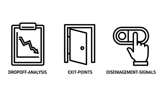 Set of business analytics and web user experience icons with analytics disengagement business interface monitoring performance behavior collection strategy marketing optimization analysis