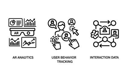 Fototapeta premium User behavior and ar analytics concept icons with analytics tracking behavior interaction augmented interface experience marketing customer insights technology consumer research patterns