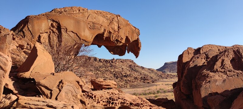 Unique sandstone remnant at Twyfelfontein, Namibia, an UNESCO World Heritage Site, where ancient rock engravings and petroglyphs which date back between 2 000 to 10 000 years ago, are found.