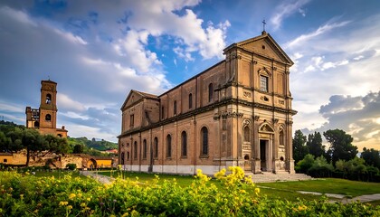 Fototapeta premium Italian church with garden