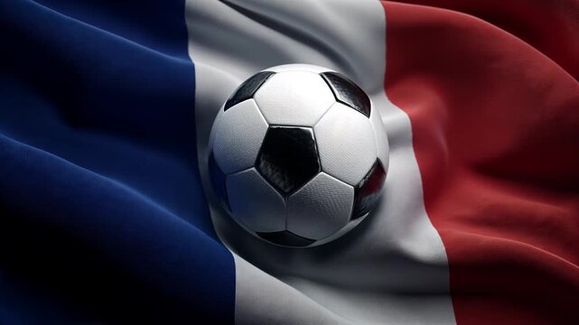 france football nation. french flag waving with soccer ball