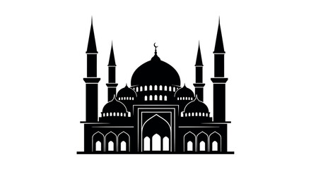 mosque silhouette with domes and minarets high quality © Sujon
