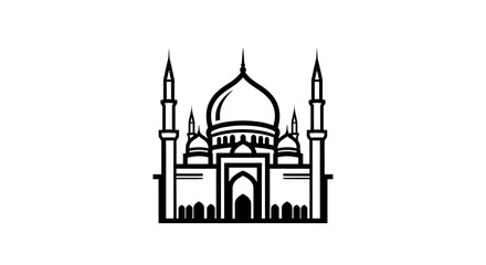 mosque silhouette with domes and minarets high quality © Sujon