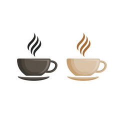 Obraz premium Vector illustration of coffee cup and mug with steam line icons isolated on white background