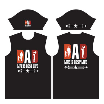 A graphic design celebrating fatherhood with the text 'Dad Life is Best Life' and silhouettes of a father with his children. Ideal for Father's Day, family-themed marketing, and lifestyle content.