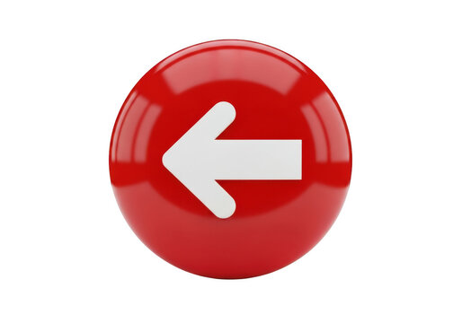 Red back arrow icon on circular button