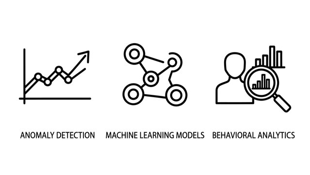 Set of data science and analytics line icons including a rising chart network connections behavioral analysis with analytics learning behavioral analysis business statistics technology research
