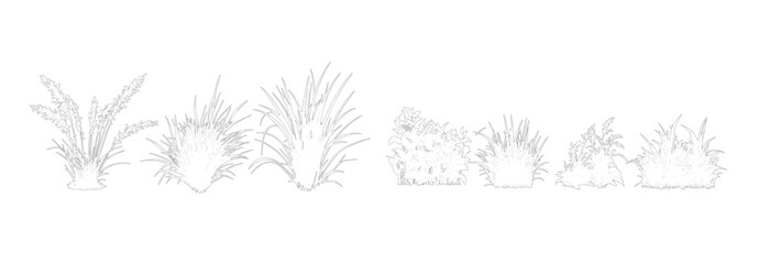 Naklejka premium Tree Vector Set for Architectural Drawings, Elevation View Landscape Trees Collection
