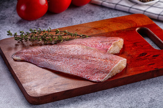 Raw red sea perch fillet