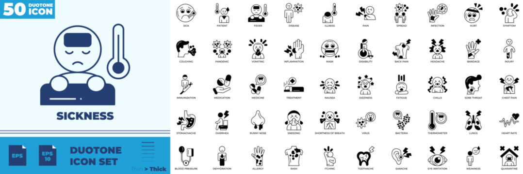 Sickness Duotone Editable Icons set