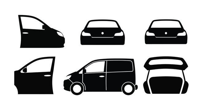 car silhouettes in various angles silhouette high quality professional detailed modern