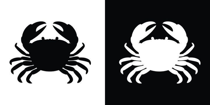 Crab silhouette, Black crab icon vector