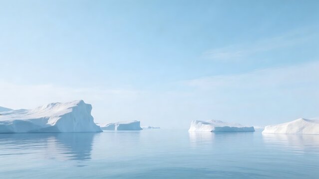 Icebergs floating in calm water