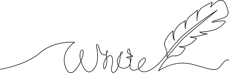 Elegant feather quill writing cursive word white Vector © Servo Graphics