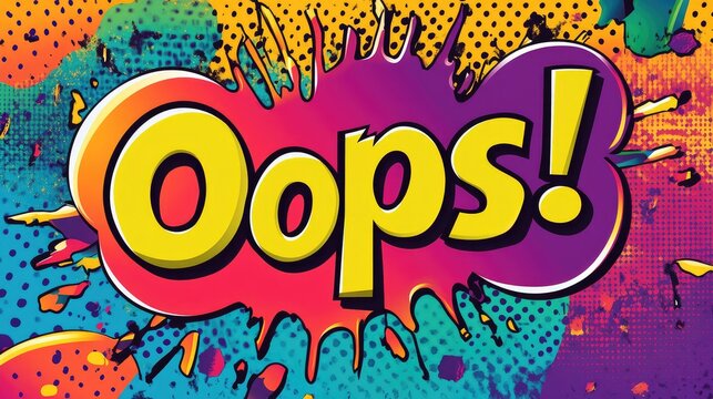 Energetic Oops Expression in Vivid Colors and Dynamic Pop Art Style Design