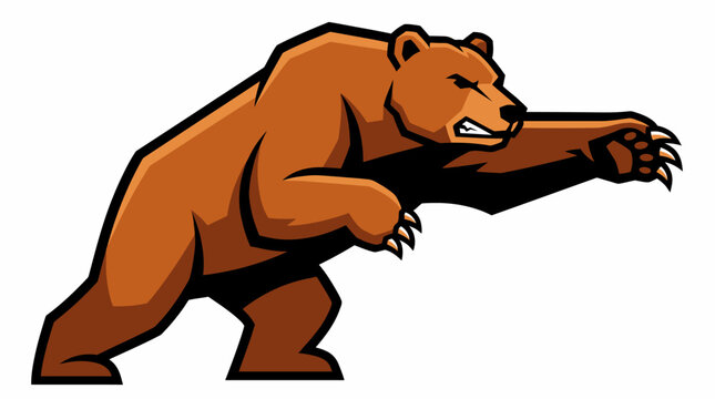 Angry Bear Attacking Forward Sport Mascot Logo