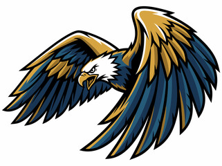 Naklejka premium Powerful Flying Eagle Mascot with Spread Wings