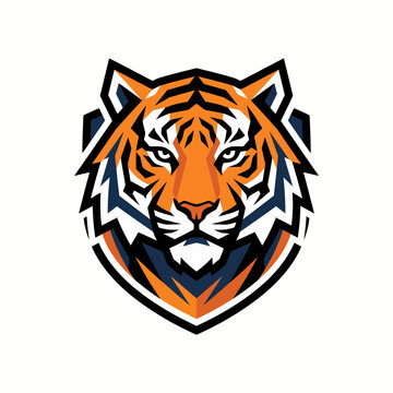 Aggressive Tiger Face Mascot Logo Inside Circular Badge