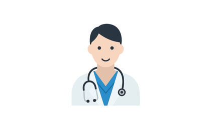 Fototapeta premium Friendly doctor illustration with stethoscope and white coat for medical themes