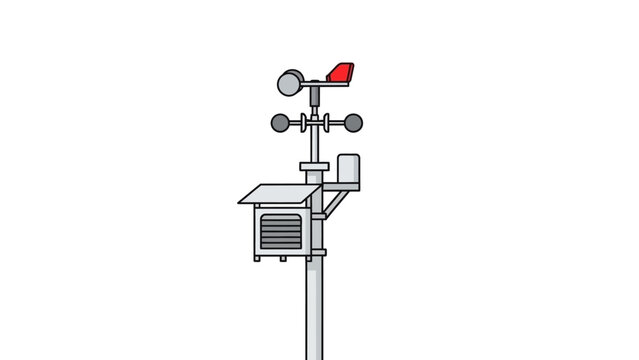 Weather station with anemometer and wind vane against a white background