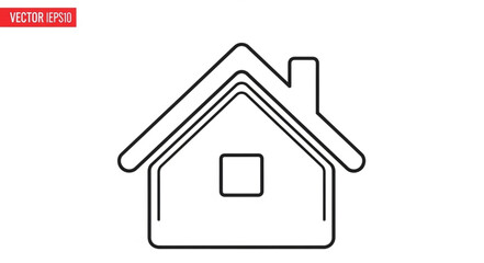 Fototapeta premium Simple Outline Drawing of a House Icon.