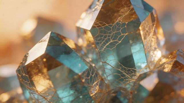 Crystal formations with golden veins