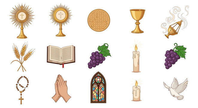 Christian religious icons set