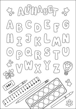 Coloring page for kids. Alphabet