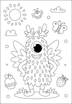 Coloring page for kids. Monster