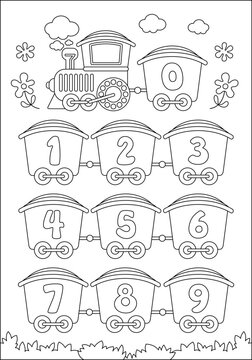 Coloring page for kids. Numbers