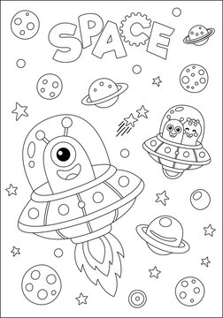 Coloring page for kids. Aliens