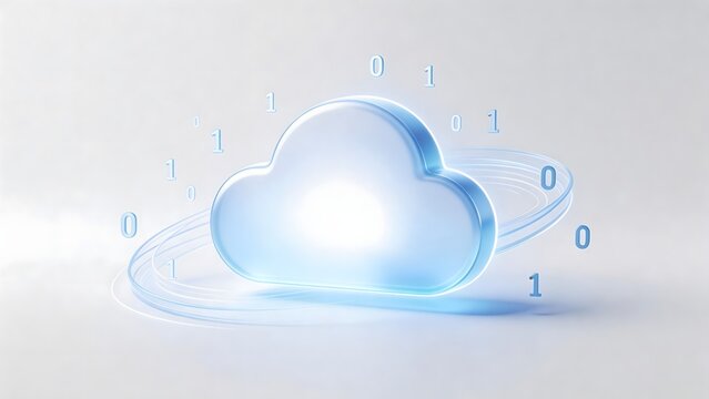 Blue cloud with binary code