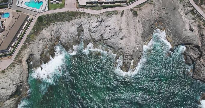 Aerial View Rocky Coast Cala Agulla Hotel Buildings Palma de Mallorca