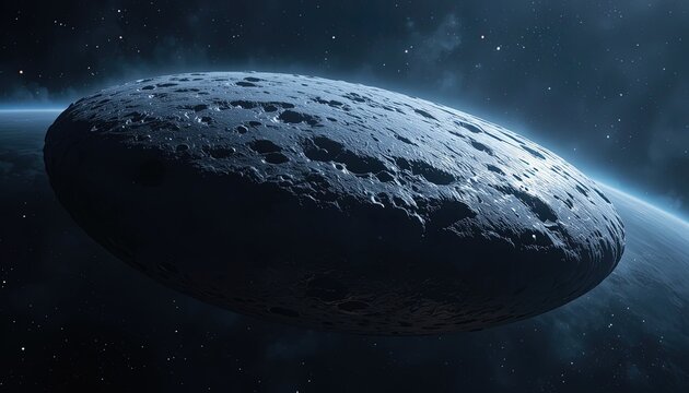 Alien Planetoid Surface Texture in Deep Space with Starfield and Nebula Glow