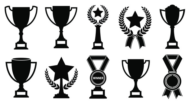 trophy and award silhouettes collection silhouette high quality professional detailed modern