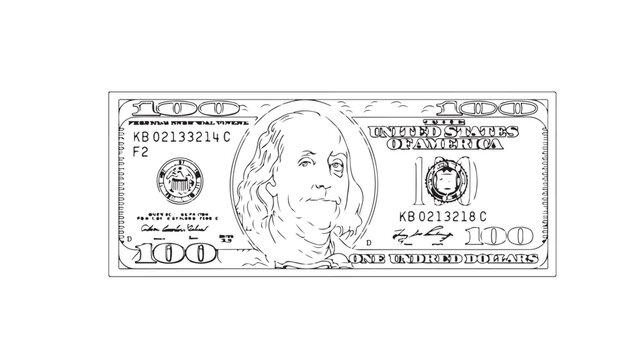 US One Hundred Dollar Bill Illustration For Financial Concepts