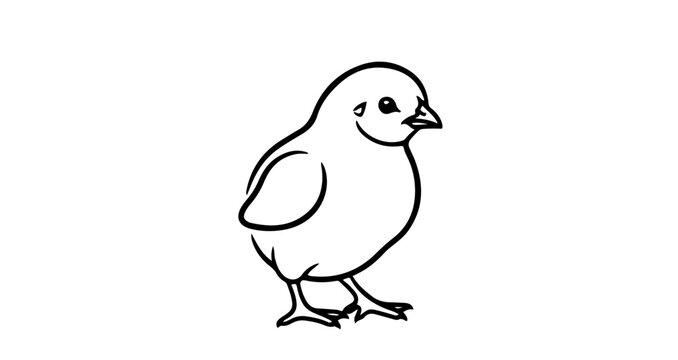 Cute little baby chick line art drawing