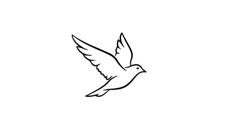 Fototapeta premium Minimalist line art illustration of a flying dove bird
