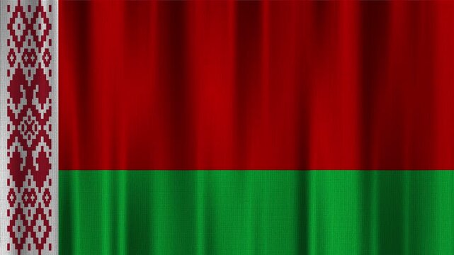 Belarus flag waving in the wind with high quality fabric texture