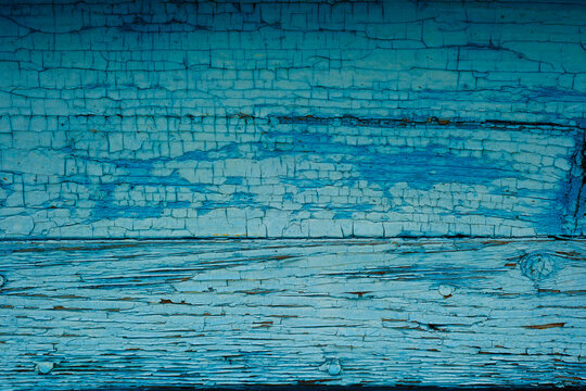 Weathered blue painted wooden planks background texture