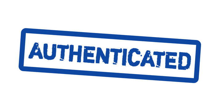 Authenticated Stamp Blue &ndash; Grunge Rubber Seal for Verified Approval, Certification Badge and Quality Assurance Label Design
