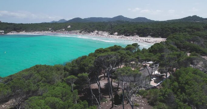 Scenic Aerial View Cala Agulla Beach Mallorca Spain Clear Blue Water