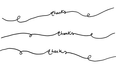 Obraz premium Three pack of Handcrafted “Thank you” Lettering Bold Organic Line Art in Black Ink