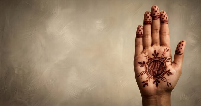 Gol Tikki Mehndi Design &mdash; Simple Palm Henna Close-Up