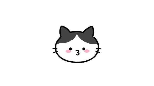 Cat face kissing emoji. Cat cartoon icon animation