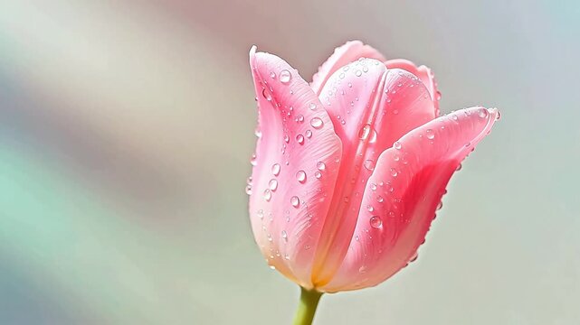 Pink tulip with water droplets